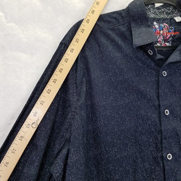 Robert Graham Button Up Shirt Mens XL Flip Cuff Classic Fit Night Sky Star Black - Picture 15 of 16